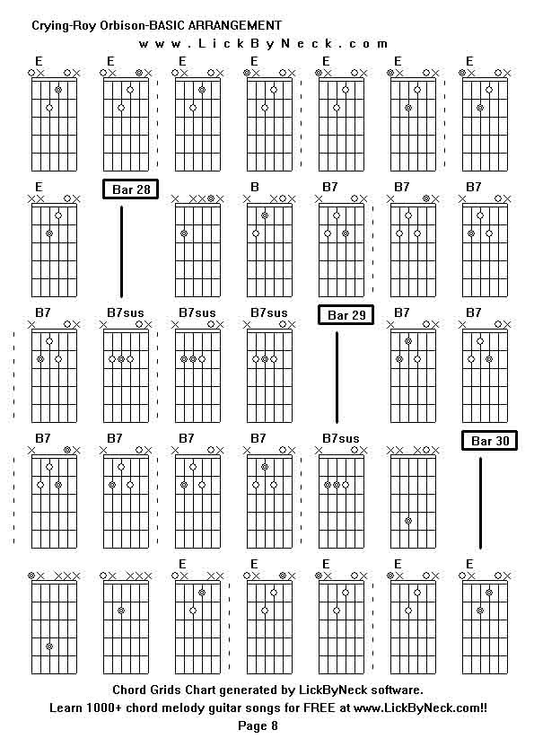 Chord Grids Chart of chord melody fingerstyle guitar song-Crying-Roy Orbison-BASIC ARRANGEMENT,generated by LickByNeck software.